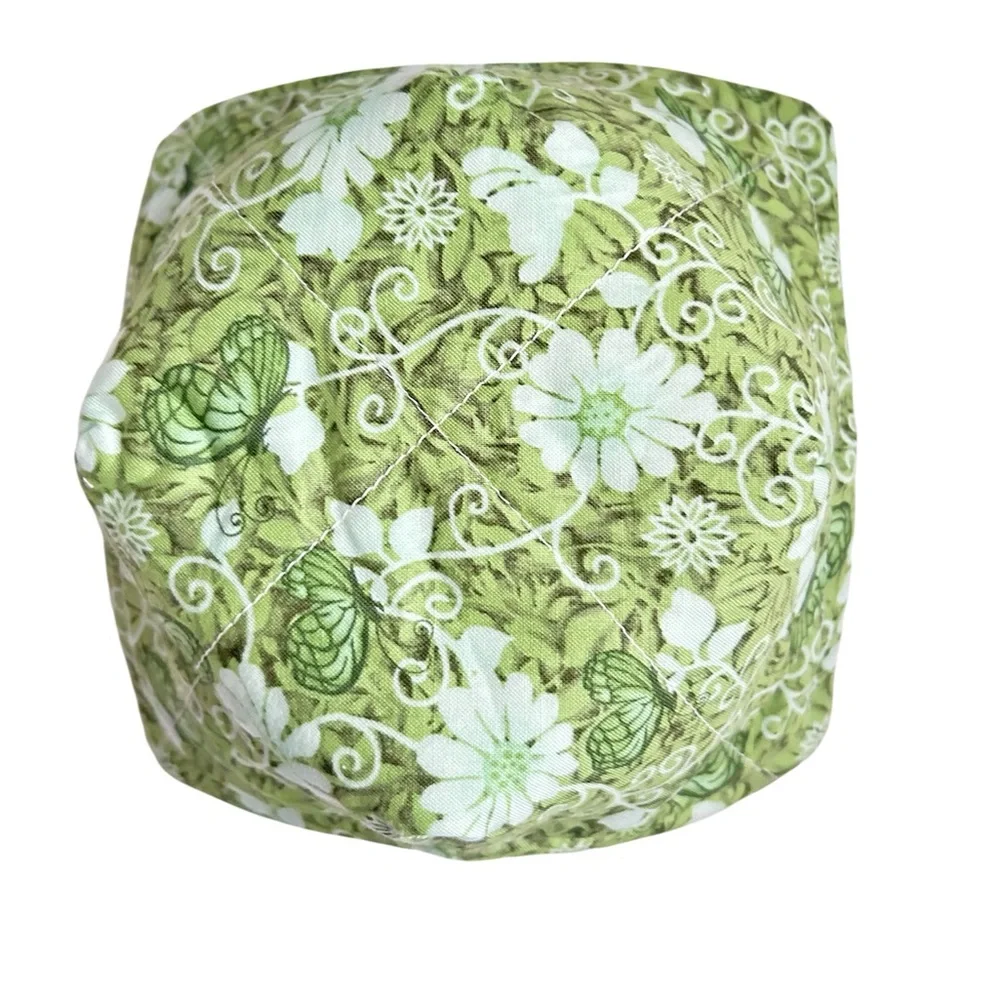 Hand Crafted Colorful Green Floral Butterfly Microwave Bowl Cozy 100% Cotton